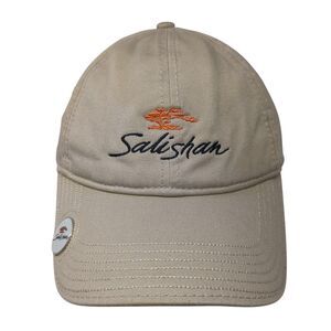 Salishan Slideback Hat Tan One Size Adjustable Embroidered 6 Panel Ivory